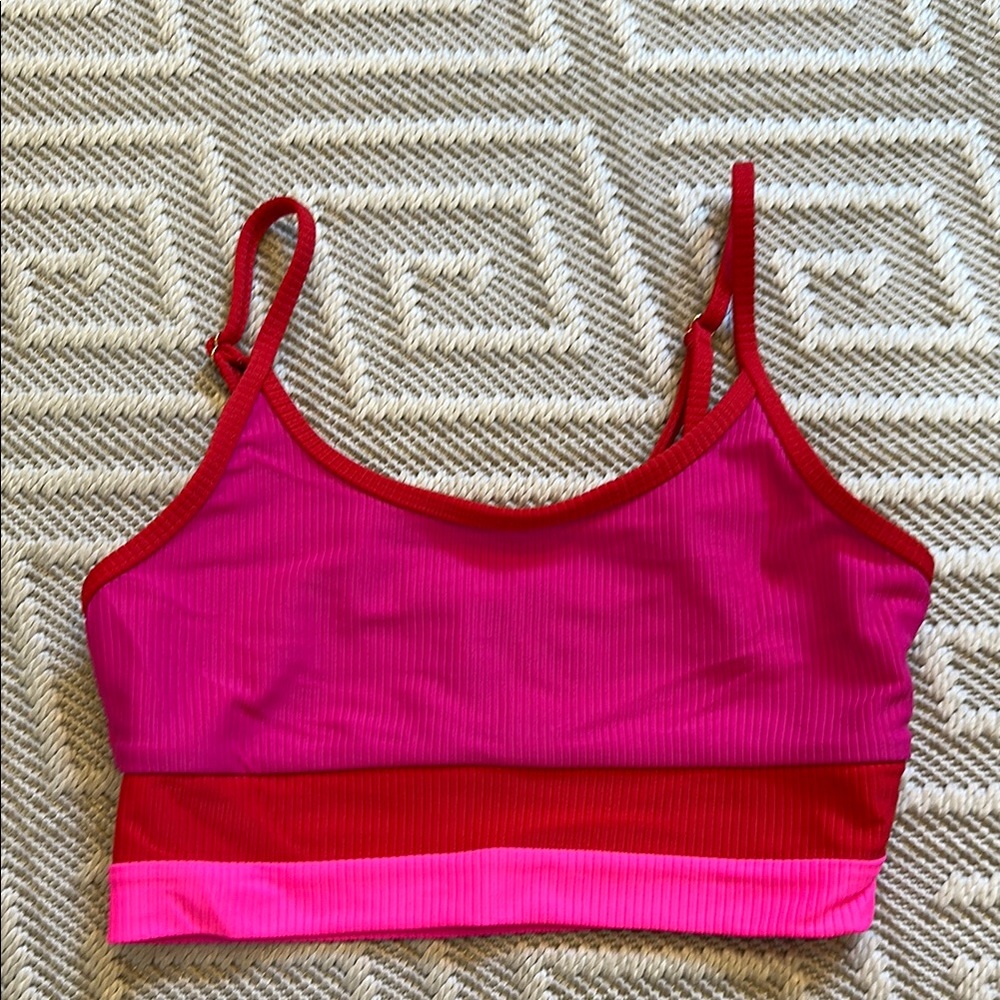 Beach Riot Eva Bikini Top in Fuchsia Red & Neon Pink *NWOT